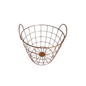 Metal Wire Storage Basket Bowl Shape With Handles <b>Rustic</b> Style Multi Purpose Neatening Organizer Fruit Basket - Product Image 1