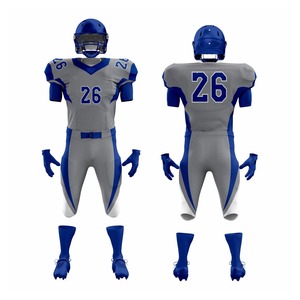 Maillot de football américain gris bleu personnalisé, respirant, en polyester, uniforme d'équipe par sublimation, fournisseur d'usine OEM ODM ATTRACTIVE - Product Image 1