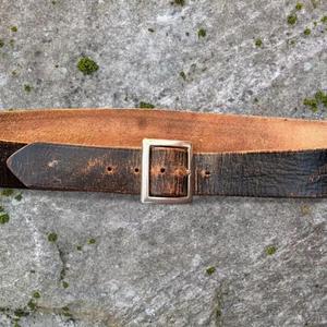 Cinturón de Cuero Genuino Vintage, Color Sólido, Hebilla de Cobre Rectangular, Cinturón Casual Duradero para Hombre - Product Image 6