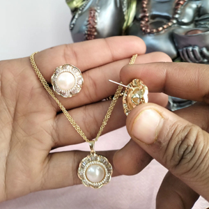 Ensemble de pendentifs en perles d'eau douce naturelles plaquées or, fournisseur en gros en Inde - Product Image 2