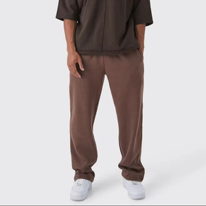 Custom Logo <b>Men</b> Wide Leg <b>Loose</b> Fit Fleece Track Pants Open Hem Casual <b>Trousers</b> - Product Image 3