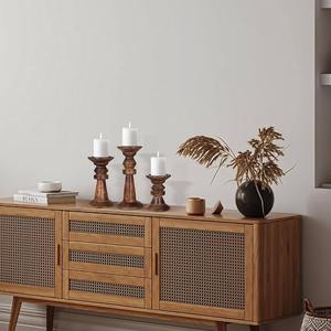 Portavelas de Madera de Mango Estilo Rústico, Decoración de Boda Personalizada de Fábrica, Decoración para el Hogar, para Chimenea - Product Image 2