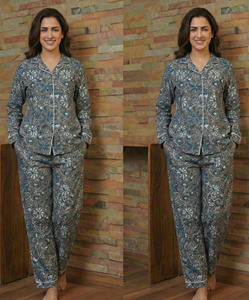 Hand Block Print Cotton <b>Womens</b> Pajama Set Traditional Printed Nightwear Wholesale Manufacturer India - Product Image 2