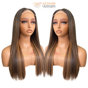 Super Bone Straight Trendy Color AZ07 Paquetes de cabello humano y cierre 100% Cabello crudo vietnamita y Peluca de moda de precio barato - Product Image 1