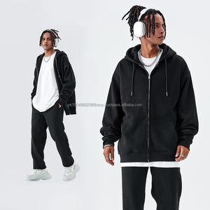 Nouveau concepteur unisexe 100% coton Zip sweats à capuche lourds goutte épaule bouffée impression brodé personnalisé surdimensionné pour hommes hiver - Product Image 4