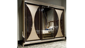 Luxury Modern <b>Solid</b> Teak <b>Wood</b> Bedroom Set King Size Bed with Mirrored Wardrobe 2 Nightstands and Designer <b>Dressing</b> <b>Table</b> Set - Product Image 6