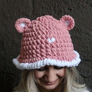 Gorro de Punto Divertido con Orejas de Animales, Hecho a Mano, de Poliéster/Algodón, para Viajes, Casual, de Verano, 2025 - Product Image 4