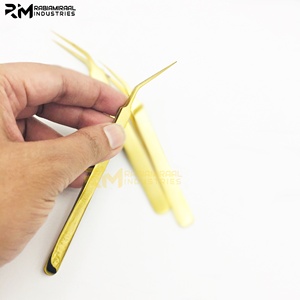 Pince à épiler pour extensions de cils RMI couleur or 24 carats, nouveau style, avec pointe en fibre personnalisée - Product Image 5