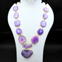 Collier vintage en laiton avec pierre précieuse d'agate naturelle, bijoux bohèmes de luxe, cadeau pour elle