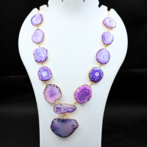 Natural Agate Gemstone <b>Necklace</b> – 18k Gold Plated Link <b>Necklace</b> – <b>Boho</b> Luxury Jewelry – Gift for Her - Product Image 3