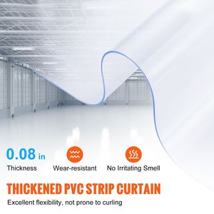Tenda a Strisce in PVC Trasparente Industriale 150FT X 8" X 0.08" Strisce di Plastica Lisce Rotolo Grande - Product Image 2