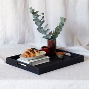 Bandeja Rectangular Negra de Madera Maciza para Té, Plato de Madera para Comida de Hotel, Bandeja de Madera para Frutas con Logotipo Personalizado Grabado - Product Image 3