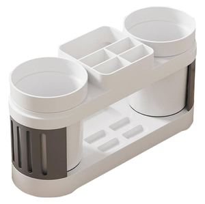 Double-tiered White Metal Portable Customized Desktop Stand Molded Cup <b>Holders</b> Segmented Grid Dividers Available Wholesale - Product Image 1