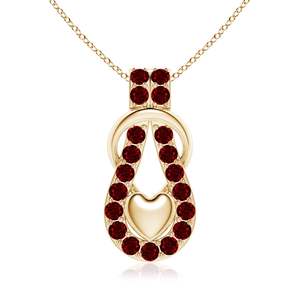 Pendentif en or 14 carats avec rubis rouges naturels multi-ronds, nœud infini et cœur bombé, magnifique pendentif unisexe de haute qualité pour les occasions spéciales - Product Image 1