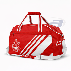 Bolsas de Lona Duraderas y Ligeras de Cuero de la Hermandad Delta Sigma Theta, Bolsa de Viaje, Gimnasio y Fin de Semana Personalizada en Azul Real y Blanco con Logotipo - Product Image 3