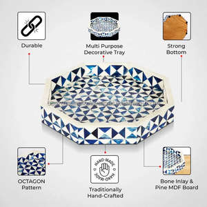 ถาดเสิร์ฟทรงกลมแบบฝังกระดูกพร้อมพื้นผิวเรียบเหมาะสำหรับโฮสต์แสดงเทียนหรืออุปกรณ์เสริมสำหรับบาร์จากอินเดีย - Product Image 6