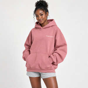 <b>Longline</b> Pullover <b>Hoodie</b> <b>Women</b> <b>Women's</b> Relaxed Hooded Sweatshirt Deep hood French Terry Cotton Custom Logo Supplier Bulk Supply - Product Image 2