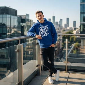 Sudadera con Capucha Azul Bordada para Hombre, Sudadera de Felpa de Algodón Premium, Ropa Urbana, Logotipo Personalizado, Venta al Por Mayor, Moda - Product Image 4
