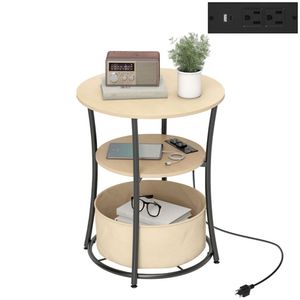 Natural Wood Round Edge <b>Sofa</b> <b>Table</b> with Storage Rack Elegant Coffee <b>Table</b> - Product Image 5