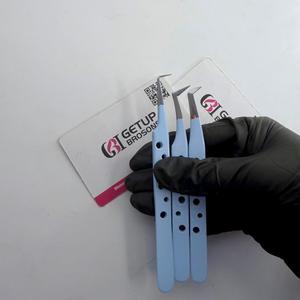 Pince à épiler de précision antistatique en acier inoxydable Boot/90 Degree GETUP BROSONS IMPEX, 10 mm, pointe lisse, emballage boîte avec logo - Product Image 3