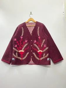 Veste d'hiver unisexe en velours de coton indien brodé Suzani, style bohème hippie, pour femme, fournisseur en gros de manteaux ethniques - Product Image 2