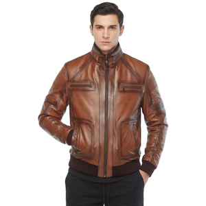 Men's Genuine Lambskin Leather Breathable Classic Biker Style <b>Jacket</b> with Sherpa <b>Lined</b> <b>Fur</b> Trim and Custom Logo Options - Product Image 6