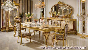 Juego de mesa de comedor de madera de teca de alta calidad, juego de mesa de comedor tallado de gama alta, muebles de comedor tallados de gama alta europeos - Product Image 2