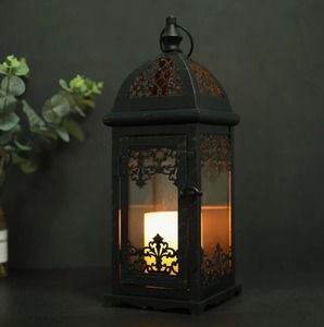 Luxury Gothic Candle <b>Lantern</b> Black Metal Hanging Candle Holder for Home Decoration - Product Image 1