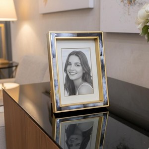 Hand Crafted Horn Inlay Photo Frame : Brass Trim, Wall & <b>Table</b> top Display For Home Decor - Product Image 4