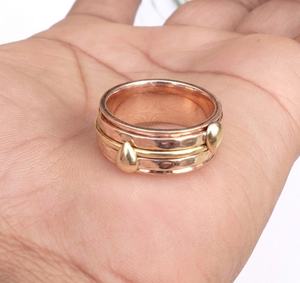 Pure 925 Sterling <b>Silver</b> & Brass Spinner <b>Ring</b> Handmade Hammered Wide Band Meditation Anxiety Relief Statement <b>Ring</b> Gift Her <b>Men</b> - Product Image 3