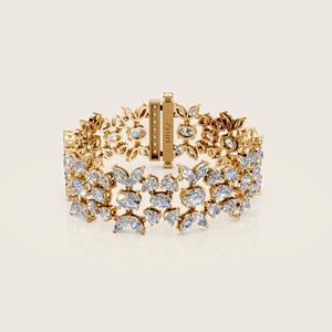 Pulsera Clásica de Diamantes con Diseño Floral en Oro – Diseño Inspirado en Hojas – Elegante Joyería de Diamantes para Mujer - Product Image 1