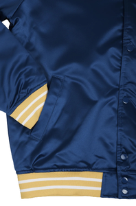 Blouson Bomber Sportif Coupe-Vent pour Homme en Satin Bleu Marine avec Blocs de Couleurs et Col et Poignets Côtelés – Collection Automne - Product Image 6