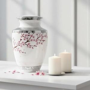 Urnes funéraires en métal imprimées blanches pour cendres humaines, urnes funéraires pour adultes hommes et femmes, urnes de crémation pour adultes - Product Image 1