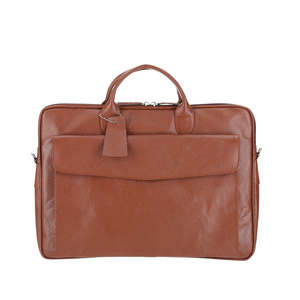 Luxury Tan Genuine Leather Business Laptop Carry <b>Bag</b> Durable Design Soft Zipper Closure Custom Logo Available - Product Image 4