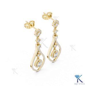Boucles d'oreilles pendantes en forme de goutte d'eau en diamant de laboratoire, plaqué or massif 18 carats, certifiées IGI, luxe, pavé, forme poire ouverte, bijoux fins pour femmes - Product Image 5