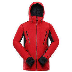 <b>Red</b> Men's <b>Hooded</b> Puffer <b>Jacket</b> Waterproof Sporty Winter Outdoor Zipper Closure Stand Collar Polyester Wadding Thick Regular Fit - Product Image 1