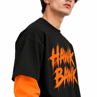 T-shirt Homme Double Couche Manches Longues Coupe Ample Streetwear Col Rond Style Décontracté Imprimé Lettres Jersey