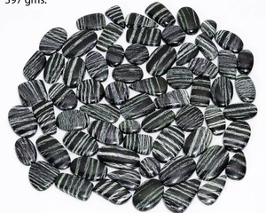 Lot de cabochons en jaspe zèbre naturel noir et blanc, pierres précieuses polies en vrac, fournitures pour la fabrication de bijoux en gros - Product Image 1