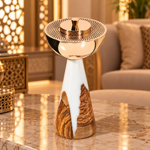 Quemador de Incienso Árabe Hecho a Mano M Base con Tapa Metálica, Difusor de Aromaterapia para Uso en Todas las Estaciones, Construcción de Mármol y Metal, ABI OVERSEAS - Product Image 4