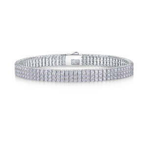 925 Sterling <b>Silver</b> Rhodium Plated Luxury Tennis Moissanite <b>Bangle</b> <b>Bracelet</b> | Trendy Women's Jewelry - Product Image 1