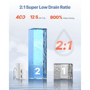 Filtro Acqua RO Senza Serbatoio a 8 Stadi da 400 GPD per Lavello, Rapporto di Flusso 2:1 Puro 100 GPD - Product Image 4