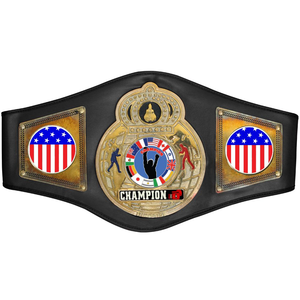 Ceintures de championnat personnalisées de style lutte et boxe, en cuir véritable fait main, avec sangle rouge et plaque métallique plaquée argent. - Product Image 3