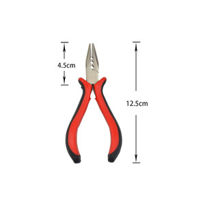 Pince professionnelle pour extensions de cheveux avec poignée rouge et 3 trous de précision pour l'installation et l'ajustement de micro-nano anneaux - Product Image 2