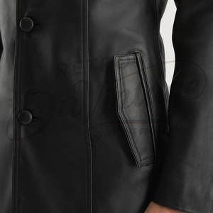 Veste en cuir noir pour homme, manteau de voiture en cuir de mouton véritable de qualité supérieure, blazer mi-long, veste classique à boutons, vêtement d'extérieur décontracté et tendance - Product Image 6
