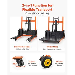 Transpallet Idraulico con Capacità di Carico di 450 Libbre, Sollevatore a Verricello, Stacker con Altezza Massima di Sollevamento di 39,4 Pollici, Carrello Elevatore con Tavolo da 39,4 Pollici - Product Image 5