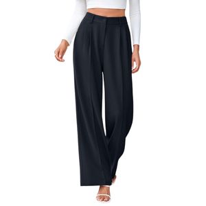 Pantalones de Vestir para Mujer, Corte Recto Personalizado, Cintura Alta, Pierna Ancha, Color Sólido, Duraderos, de Alta Calidad, Poliéster y Spandex, Formales - Product Image 2