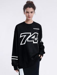 ELFRIC EDEN เสื้อสเวตเชิ้ตคอกลมโอเวอร์ไซส์สีดำสำหรับผู้ชาย 74 พิมพ์ลายสตรีทแวร์เสื้อพูลโอเวอร์ทรงปกติผ้าฝ้าย FRENCH TERRY ฤดูใบไม้ร่วง - Product Image 6