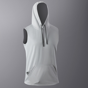 Men's Cotton/Polyester Sleeveless Muscle Gym Hoodie Quick Dry Anti-shrink Casual Fitness Tank <b>Top</b> Custom Logo Breathable Knitted - Product Image 1