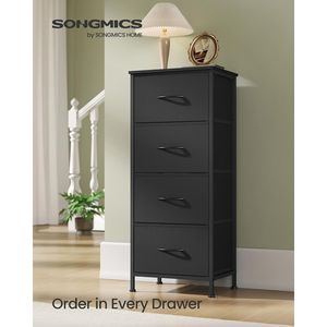 Commode autoportante contemporaine pour chambre à coucher, commode à 4 tiroirs avec cadre en acier MDF et tiroirs en tissu non tissé - Product Image 3