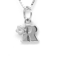 Vente 925 argent Sterling diamant naturel fleur lettre initiale D P R pendentif breloque